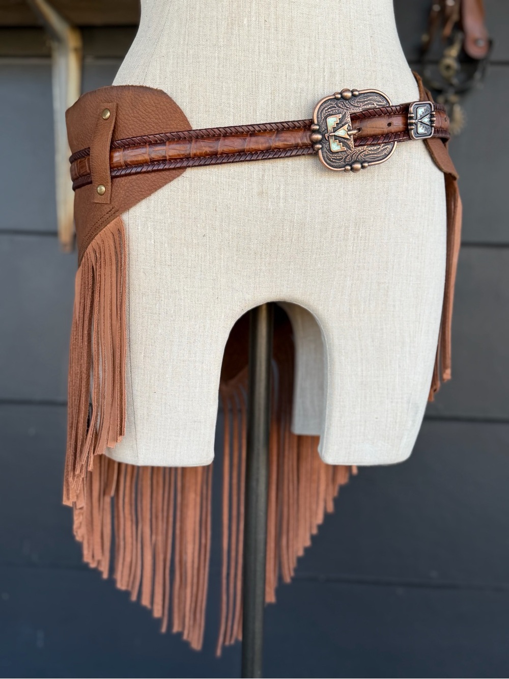 Dirty Mojave The Frontier Brown Belt Fringe Leather Wrap